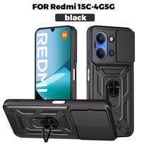 For Xiaomi Redmi 15C Case Redmi 15C 4G Cover Redmi 15C 5G Magnetic Ring Holder Armor Phone Case Slide Camera Protect Back Cover Redmi 15C 5G (173mm)