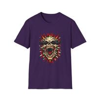 Unisex Softstyle T-Shirt Screaming Skull Bone Shards Dark Smoke Horror Gothic S įvairiaspalvis