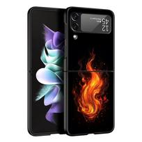 Phone Case for Samsung Galaxy Z Flip 3 4 5 6 7 Folding Black Shell For Samsung Z Flip4 Flip5 PC Hard Cover Flame Pattern Galaxy Z Flip6