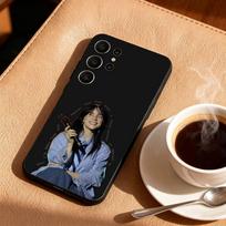 SINGER B-Billie E-Eilish Blue Vibe  Phone Case For Samsung S25,24,23,22,30,21,10,9,Ultra,Plus,Lite,FE Black Soft Case Samsung S105G
