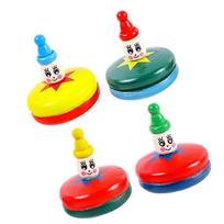 Manual Wood Gyro Toy for Kids 8Pcs Cartoon Wooden Play Set