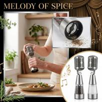 Multi-Functional Microphone Design Salt Grinder and Pepper Mill Set with Adjustable Ceramic Grinding Mechanism and Wooden Stand for Kitchen Use one size