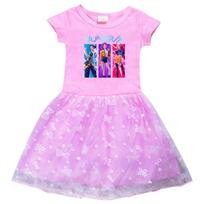 A4017 Kids Girls Rumi Zoey Mira Print Sequin Dress 100cm
