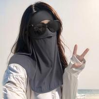 Full Face Sun Protection Mask Breathable Lightweight Ice Silk Fabric Cover Adjustable Fit for Outdoor Activities UV Protection One Size
