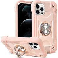 for iPhone 12 Pro Max Case Women with Ring Kickstand Silicone Protective Case with PC Bumper Heavy Duty 3 in 1 Phone Case for Men Girls Shockproof Com