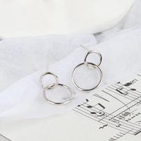Hong Kong Geometric Hollow Double Ring Cross Earrings For Women Simple Versatile Temperament Circle Hoop Earrings