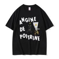 Vyriški marškinėliai Angine De Poitrine Roko Grupės Marškinėliai Unisex Hip Hop Gatvės Stiliaus Madingi Marškinėliai Senovinio Stiliaus Grynos Medvilnės Trumpomis Rankovėmis Viršus S įvairiaspalvis