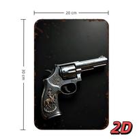 DORA Tin Sign Western Revolver Metal Tin Sign Vintage Wall Art for Man Cave Bar Home Decor 20x30cm（7.8x11.8inch）