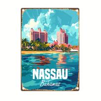 DORA Tin Sign Nassau Bahamas Vintage Metal Sign  Waterproof  WeatherResistant Iron Wall Art for Home Bar Office  Garden Decor  Easy Han 20x30cm（7.8x11.8inch）