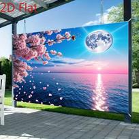 2D Cherry Blossom Moon Backdrop, Ocean Sunset Photography Background 47.2x31.5inch/120*80cm