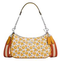 COACH Teri 25 Letter Logo Floral Printed Coated Canvas Crossbody Shoulder Bag Medium Women's Orange and Beige oranžinė