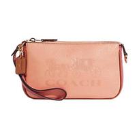 COACH Nolita 19 Carriage Pattern Pebbled Leather Mahjong Bag Underarm Bag Clutch Bag Wrist Bag Small Size Women’s Dark Pink and Light Pink rožinė