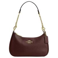 COACH Teri 24 logo leather shoulder bag medium women's brown ruda