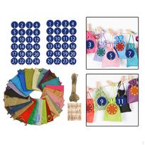24Pcs Different Colors Christmas 24 Days Burlap Candy Gift Bags DIY for Sweets