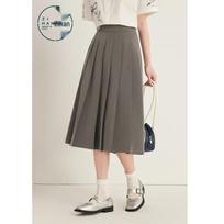 ZIHAN Women's Pleated A-Line Skirt with Chain Detail L