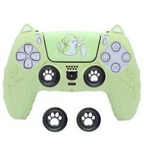 Silicone Controller Case Set Cat Paw with Sticker Controller Skin Anti-slip with Thumb Grip Caps Protective Shell Cover for PS5 žolės žalia spalva