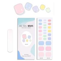 26Strips Semi-Cured Gel Toenail Stickers Dopamine Pastel Color UV LED Lamp Required Pedicure Kit with Nail File Prep Pad BSJ-0091