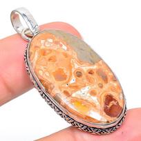 Natural Poppy Jasper Gemstone Handmade 925 Sterling Silver Pendant 2.05  Z9U64