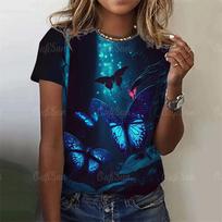 Women Butterfly Pattern T Shirts Fashion 3D Print Clothing Short Sleeve Clothes Female Summer Casual Tops S