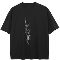 Streetwear pusės veido grafinis medvilninis marškinėlis Unisex viršutiniai drabužiai vasariniai trumparankoviai marškinėliai XL juoda