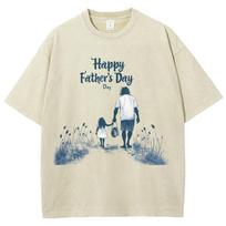 Father's Day Women's T-Shirt Fabric Selling Washed Denim Oversized Crew Neck Short Sleeve Fashion Design Top Men S