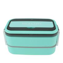 Dvisluoksnė Bento dėžutė 316 nerūdijančio plieno skyrius Nešiojama pietų dėžutė su stalo įrankiais darbui Mint Green