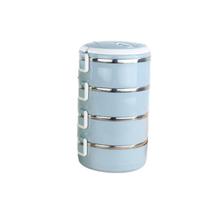 Portable Insulated Lunch Bento Box 1/2/3/4/Layer Large Capacity Stainless Steel Leakproof Food Storage Containers For Girls Kids 1 Layer mėlyna