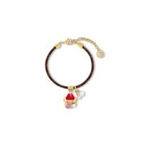 Louis Vuitton Vivienne Double Snowball Pendant Canvas Metal Bracelet Women bracelet Brown M8292Z Basic Packaging-Dust Bag+Box,F,Brown