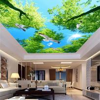 3D Dangaus tapetai Lubų Dangaus Freska Saulės Šviesos Miško Lubų Freska 200 cm(W) x 140 cm(H)