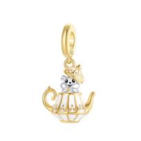 Copper Metal Golden Hamster Teapot Pendant Bead Component Charm Bead Components Jewellery Compatible With Authentic Original Bracelet High Quality