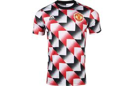 Adidas Manchester United futbolo marškinėliai vyriški baltas raudonas juodas vidutinio tiesaus kirpimo H56682 S