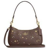 Coach Teri 24 Removable Shoulder Strap Star And Moon Decoration Hammered Leather Shoulder Bag Medium Women shoulder bag Brown CCZ99-IMV2R Basic Set (Bag+Dust Bag)