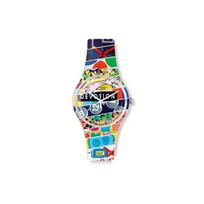 Swatch Club serijos Kvarcinis mechanizmas Patchwork Riboto leidimo laikrodis 41 mm Spalvotas ciferblatas Dervos korpusas Dervos dirželis Moteriški laikrodžiai SUOZ170 Multicolor