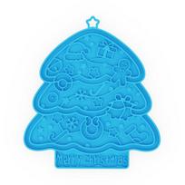 Silicone Dog Cat Lick Mat with Suction Cups Non-slip Pet Slow Feeder Tree Shaped Licking Pad for Boredom Anxiety Relief Dog Training mėlyna