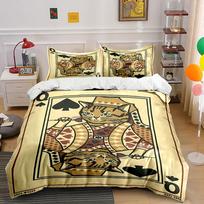 Cat-themed playing card design. Bedding sets Duvet cover sets Duvet covers Pillowcases(1 * Duvet Cover 2 * Pillowcases, without duvet insert) 135x200cm