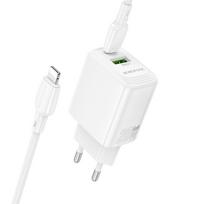 Įkroviklis Borofone BN27 20W USB-C / USB-A + USB-C to Lightning cable 1.0m baltas