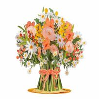 Romantic 3D Pop Up Flower Bouquet Card Rose Lavender Stereo Bouquet Postcard Invitation Detachable Pop-Up Valentine's Day Cards
