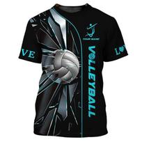 Cool Volleyball Pattern T Shirt Men Customized 3D Printed T-Shirts Summer Fashion Round Neck Street Oversized Short Sleeve Tees XS
