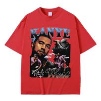 Rapper Kanye West Graphic Print T Shirt Unisex's Fashion Retro Short Sleeve T-shirt Casual 100% Cotton T-shirts Hip Hop Streetwear S