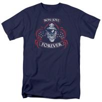 26 Bon Jovi Forever Skull T Shirt Licensed Rock N Roll Band Short Sleeve Navy Blue Unisex T-Shirt S įvairiaspalvis
