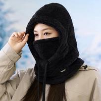 Color Cycling Windproof Cap Hood Thermal Winter Balaclava Adjustable Drawstring Keep Heat Retaining Ski Mask Hat Women Soft Solid Color