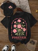 Bible Verse Lettering Printed Women Short Sleeve Summer Womens Clothing TShirt Flower Pattern Crew Neck Casual Tops S