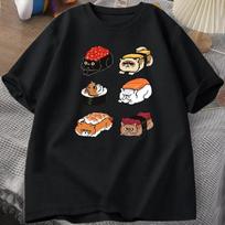 Kawaii Cute Cats Sushi T Shirt Women Y2k TShirt Summer Short Sleeve Tee Cartoon Print Tshirt Tees Women Clothing S