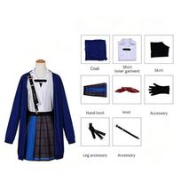 Project Sekai Colorful Stage Hoshino Ichika Cosplay Costume, Blue Cardigan & Plaid Skirt for Anime Fans & Stage XS