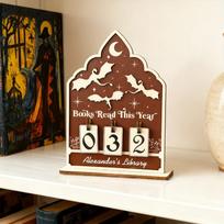 Flat Wooden Book Count Tracker – Anniversary Decor & Desktop Ornament for Reading Goals