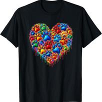 Feline Friend Paw Heart Print and Adopt a Cat T Shirt S įvairiaspalvis