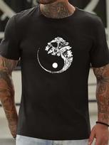 Men's Tai Chi Graphic T Shirt Cotton Crew Neck Casual Muscle Tee AL03 Top S įvairiaspalvis