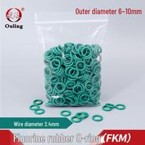 Green Fluororubber O-ring Seal, Oil/Wear/Pressure Resistant, Sizes: OD 6/7/8/9/10mm, Wire Diameter: 2.4mm 6mm OD*2.4mm (10pcs) Green Fluororubber O-ring