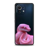 Phone Case For Xiaomi Mi 15 14 13 12 11 Lite 14T 13T 12T 11T Pro Poco X7 X6 X5 X3 Pro F6 F5 F4 Cover Blossom Pink Snake For Mi 11 Lite