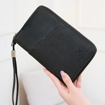 Multi-Functional RFID Blocking Passport Bag Travel Document Holder with Long Zipper Ticket Storage Wallet for Multiple Passports